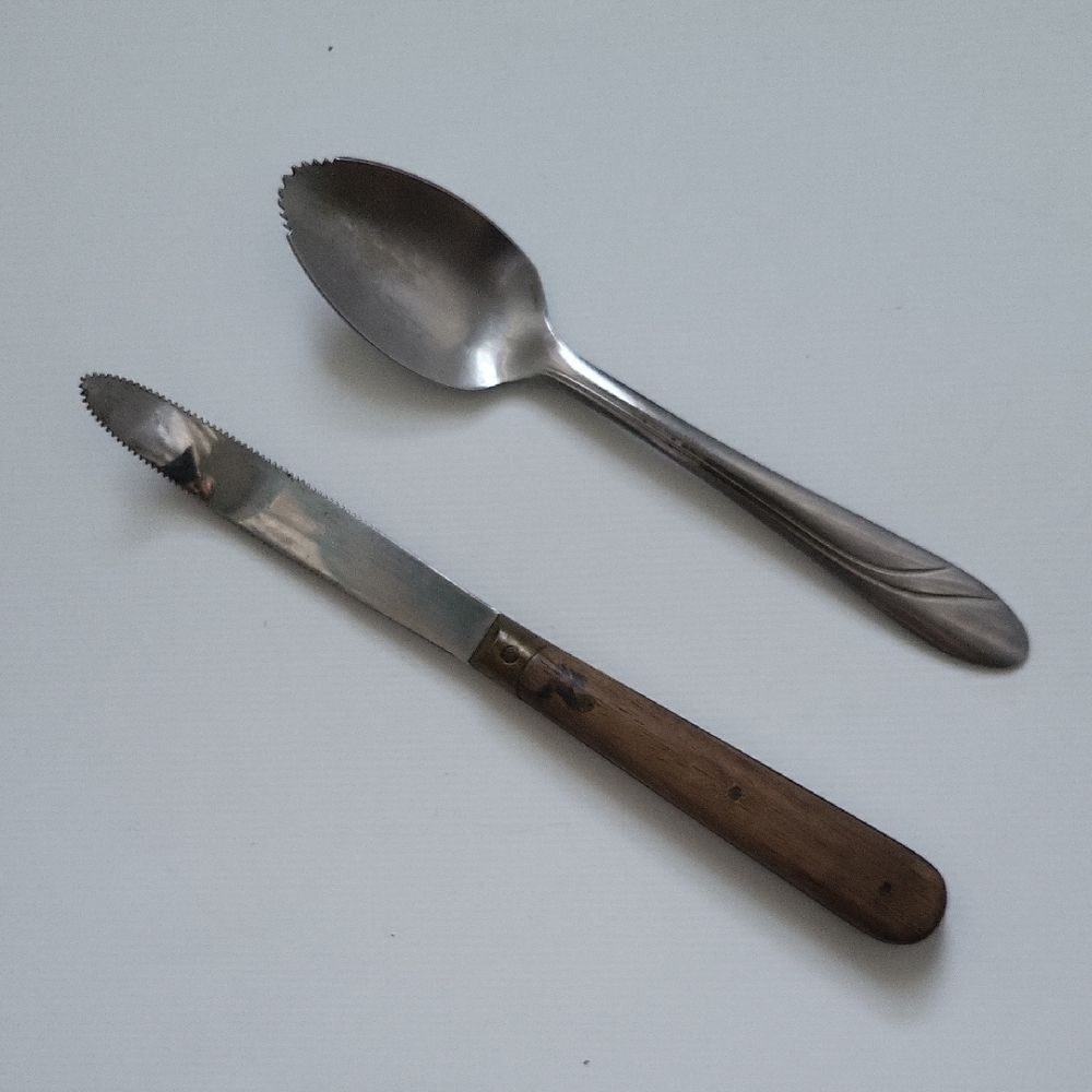 Vtg 1940 France, Grapefruit Knife+Spoon
